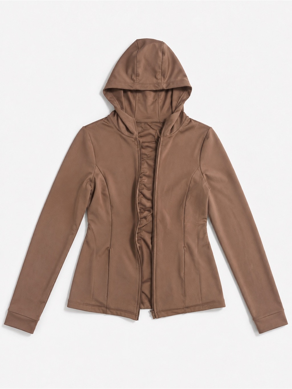 Amazon Women's Hooded Zip Jacket in Taupe Brown